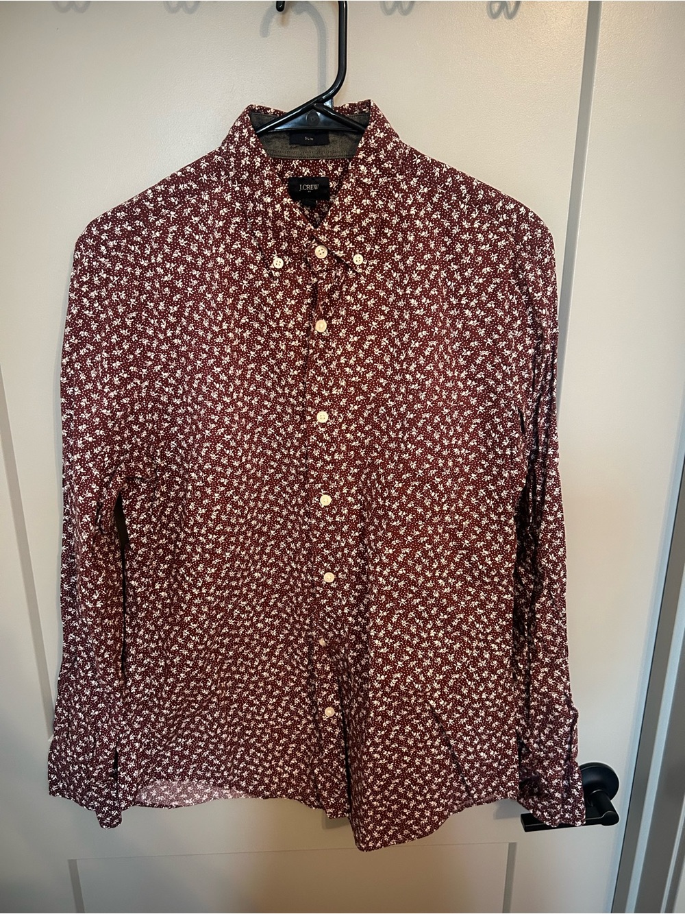 J. Crew Men's Maroon Floral Button-Down Shirt